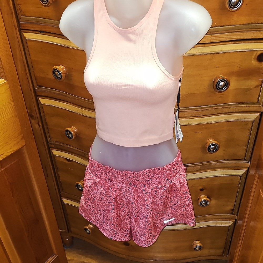 Calvin Klein Ribbed Performance Top & Nike Running Shorts